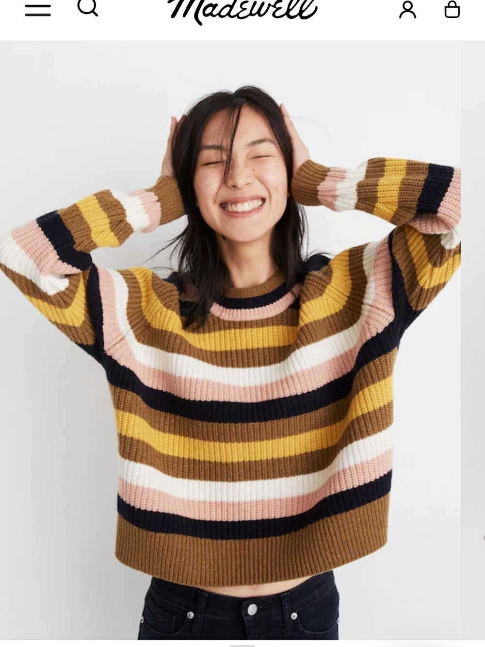Striped Tilden Pullover Sweater heather oak
